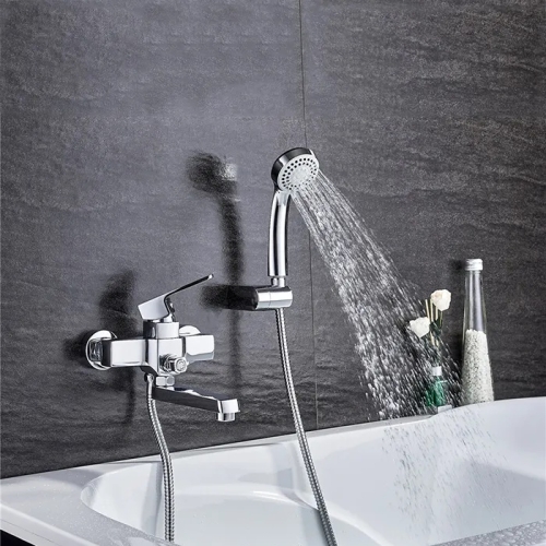 Смеситель со средним изливом для ванны Ledeme L3130 хром (лейка и шланг в комплекте) фото 4