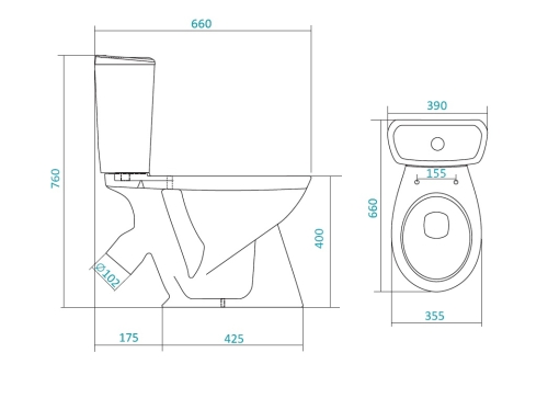 Компакт Santek Бриз с косым выпуском с сидением полипропилен фото 3