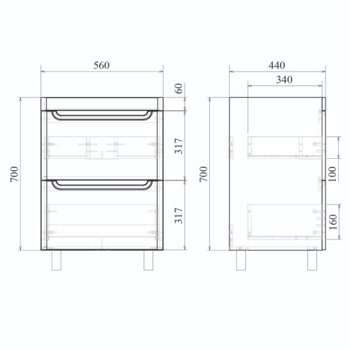 Тумба с раковиной Mirsant Сити 60, 80 напольная белая фото 6