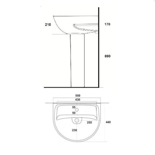 Умывальник Sanita Эталон 55 см фото 2