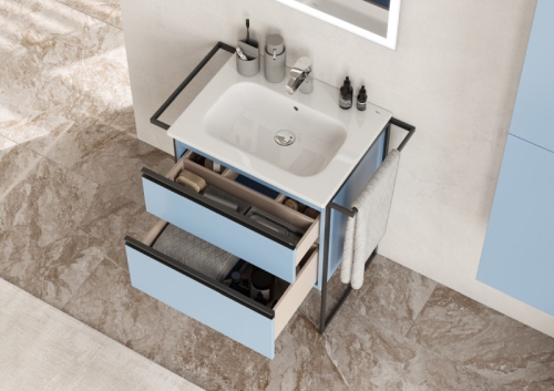 Тумба с раковиной Roca Domi 60, 80 подвесная/напольная, небесный синий матовый фото 6