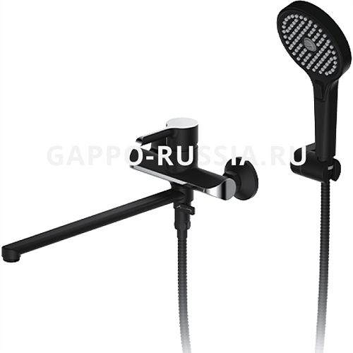 Смеситель для ванны Gappo G2203-6 черный/хром (с лейкой и шлангом)