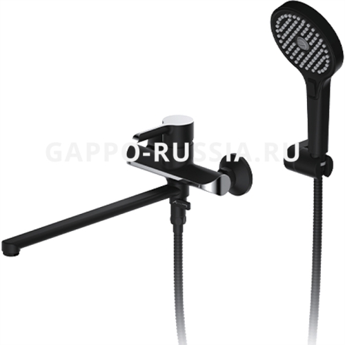 Смеситель для ванны Gappo G2203-6 черный/хром (с лейкой и шлангом)