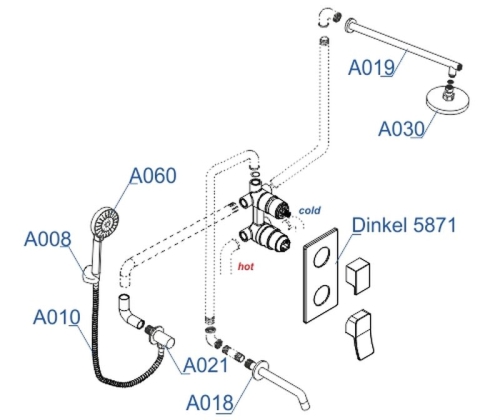 Встроенный смеситель для ванны на 3 положения Wasserkraft A175819 (душевой комплект) хром фото 2