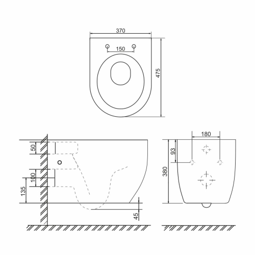 Унитаз подвесной безободковый SOLE PANDORA 2 Grey серый матовый фото 6