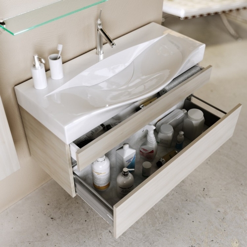 Тумба с умывальником Aqwella Bergamo 80, 100 подвесная акация фото 4