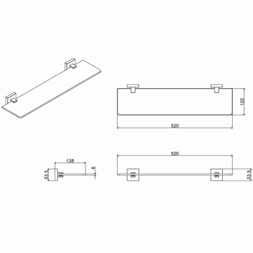 Полка Azario Rina AZ-87003 стеклянная фото 2