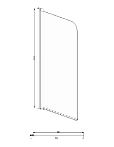 Шторка на ванну Azario Merrit 70*150 прозрачное стекло 5 мм, профиль черный, хром фото 3