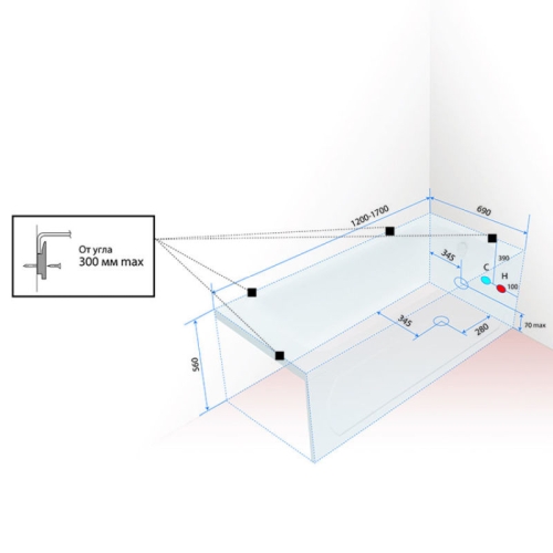 Ванна акриловая Triton Гамма 120, 130, 140, 150, 160, 170*70 фото 7