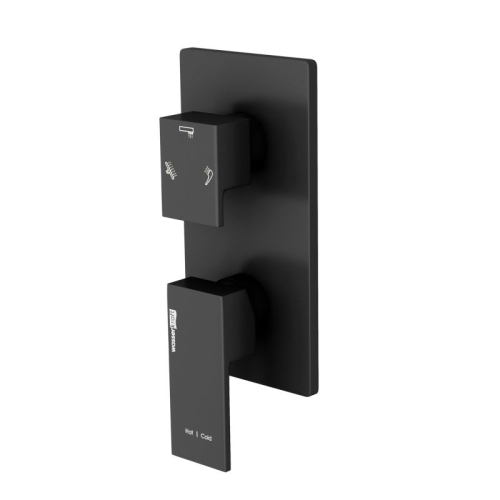 Встроенный смеситель для ванны на 3 положения Wasserkraft Abens 2071 черный Soft-touch