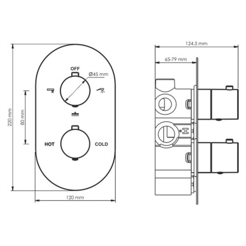 Встроенный смеситель для ванны на 3 положения Wasserkraft Elbe 7444 Thermo черный Soft-touch фото 3