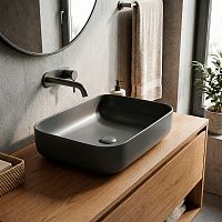Раковина накладная Azario AZ-78109MDH 500*390*130 темно-серый матовый