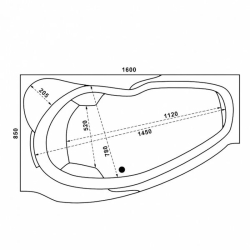 Ванна акриловая BAS Мартиника 160*85 с каркасом фото 2