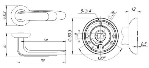 Ручка Fuaro раздельная WING RM/HD SN/CP-3 матовый никель/хром фото 2