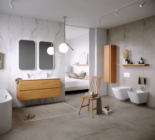 Тумба с двумя раковинами Aqwella Accent 120 подвесная дуб золотой фото 3