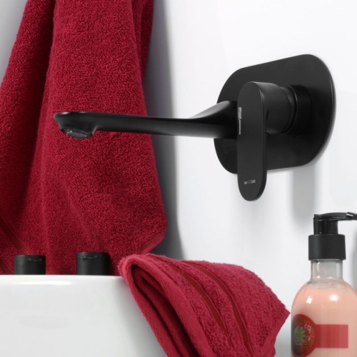 Смеситель для умывальника Wasserkraft Elbe 7430 чёрный Soft-touch встроенный фото 3