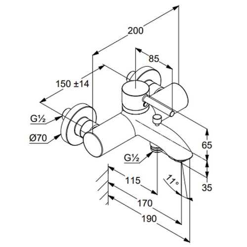 Смеситель для ванны Kludi Bozz 386913976 черный фото 2