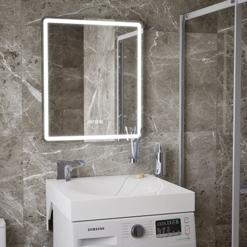 Зеркало Mirsant Harmony 60*70, 70*70, 80*70, 100*70 с подогревом и часами фото 4