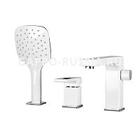 Смеситель врезной на борт ванны 3 отв. Gappo Futura G1117-8 белый/хром