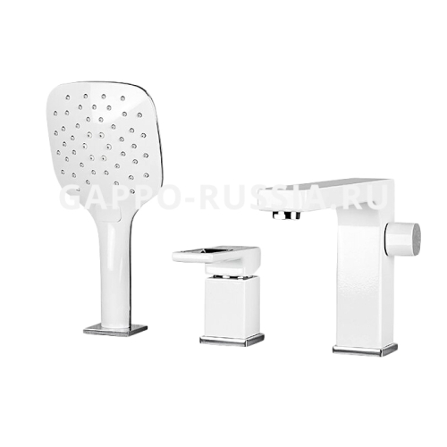 Смеситель врезной на борт ванны 3 отв. Gappo Futura G1117-8 белый/хром