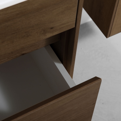 Тумба с раковиной Vincea Chiara 60, 80, 100 Т.Oak Дуб Табак, подвесная, раковина серая фото 6