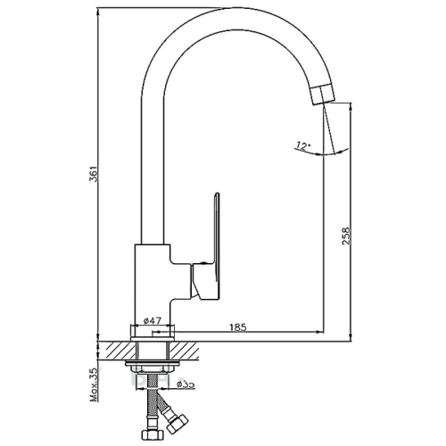 Смеситель кухонный Haiba HB590-7 HB70590-7 чёрный фото 2
