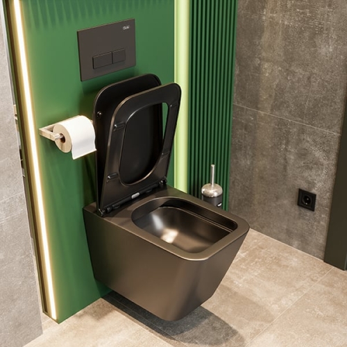 Унитаз подвесной безободковый SOLE CUBE 2 Black черный матовый фото 4