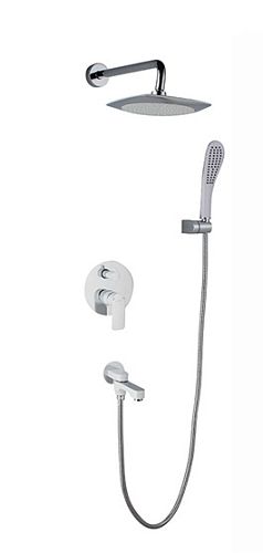 Встроенный смеситель для ванны с 3-функциями Gappo Noar G7148-8 белый/хром (душевой комплект)