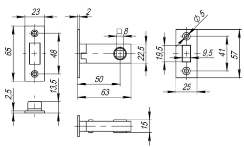 Защелка Fuaro врезная MAGNET M12-50-25 AB бронза фото 2