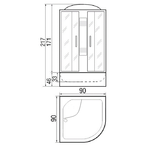 Душевая кабина River LENA 90*90 90/44 МТ высокий поддон фото 2