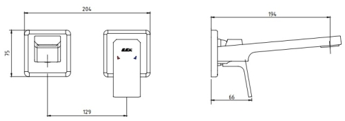 Смеситель со стены (внешняя часть) для раковины E.C.A. Смеситель для раковины E.C.A. Tiera 102167605C1EX-KK черный матовый фото 2