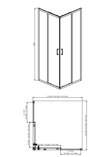 Душевой угол Aquatek AQ ARI KV 08020CH (09020, 10020) 80*80, 90*90, 100*100 профиль хром фото 3