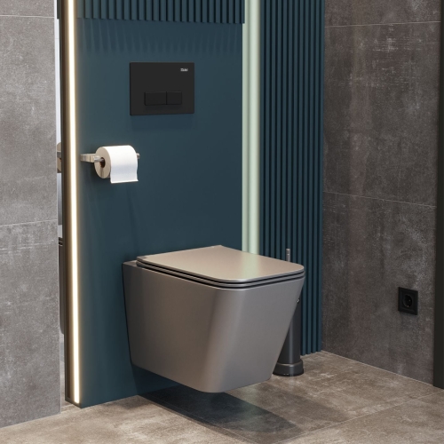 Унитаз подвесной безободковый SOLE CUBE 2 Grey серый матовый фото 4