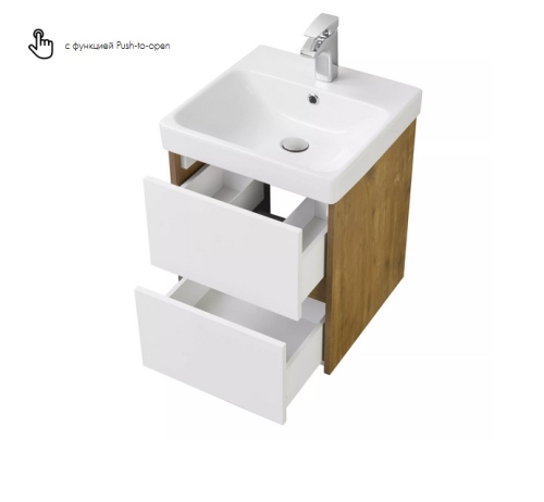 Тумба с раковиной Aquaton Сканди 45, 55, 70, 80, 90 Белый Глянцевый/Дуб Рустикальный фото 2