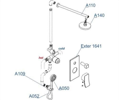 Встроенный смеситель для ванны на 2 положения Wasserkraft A16040 (душевой комплект) бронза фото 6