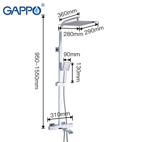 Душевая стойка с термостатом Gappo G2407-40 хром фото 3
