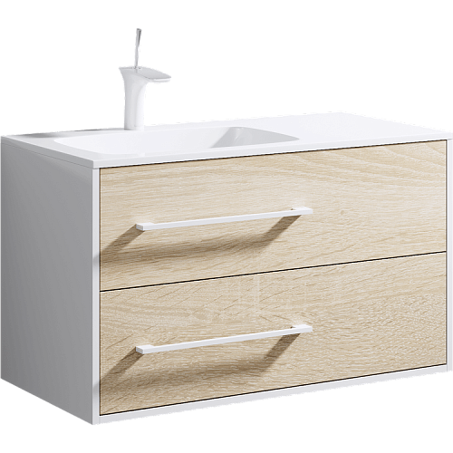 Тумба с умывальником Aqwella Miami 90 L/R подвесная светлое дерево