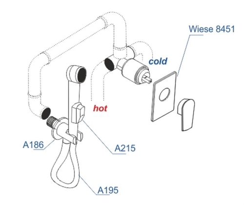 Смеситель с гигиеническим душем Wasserkraft Wiese A84095 встраиваемый оружейная сталь фото 2