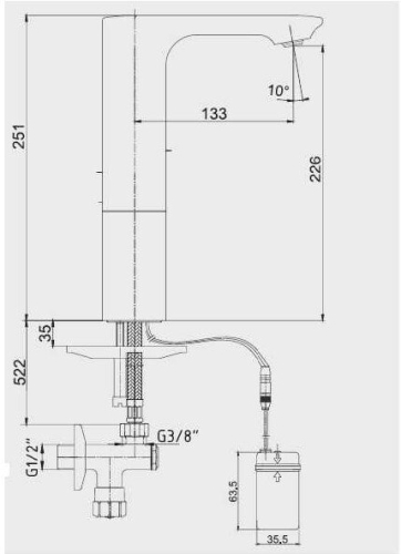Смеситель сенсорный средний для раковины E.C.A Photoscell 108108040EX хром фото 2