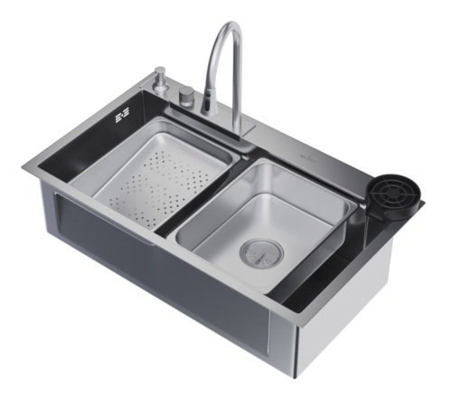 Мойка Mixline Pro 75*46 нерж сталь, со смесителем, дозатором, коландером, доской фото 3