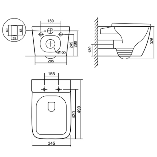 Унитаз подвесной безободковый Azario Legenda AZ-2305AS, смыв Торнадо фото 9