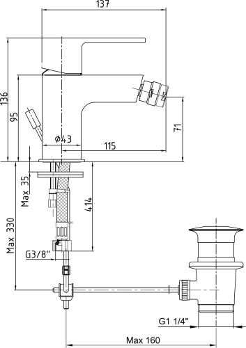 Смеситель для биде E.C.A Nita 102110151EX хром фото 2