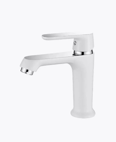 Смеситель на умывальник Ledeme L1077W белый/хром