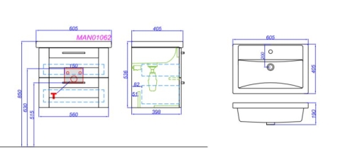 Тумба с умывальником Aqwella  MANCHESTER 60 70 80 100 подвесная белая фото 4