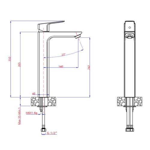 Смеситель высокий для раковины Paini Viva Style P4YO205LL черный фото 3