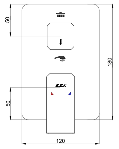 Смеситель для ванны 2 режима (внешняя часть) E.C.A. Tiera 102167205C1EX-KDE черный матовый фото 2