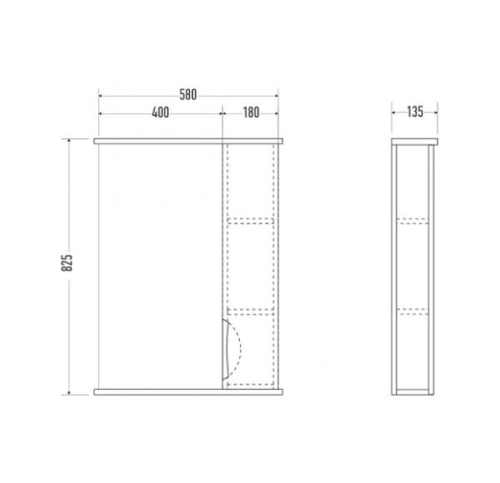 Зеркальный шкаф Мирсант Камилла 60/2 белый L/R с одним ящиком фото 2