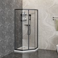 Душевое ограждение Azario Осака AZ-092K2-MB-CL 90*90, 100*100 профиль черный матовый