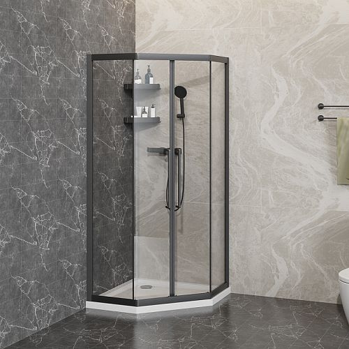 Душевое ограждение Azario Осака AZ-092K2-MB-CL 90*90, 100*100 профиль черный матовый