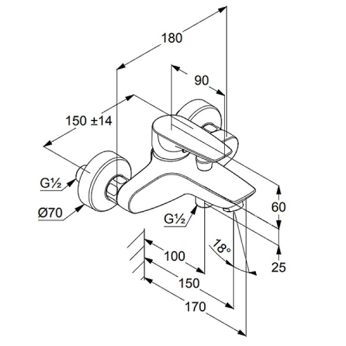 Смеситель для ванны Kludi PURE&SOLID хром фото 3